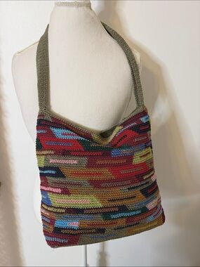 Stone Mountain Handwoven Multicolor Knit Shoulder Bag - Olive Strap